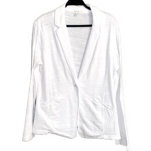 🤍 Caslon Nordstrom Cotton Knit One-Button Unlined Soft Casual White Blazer XL